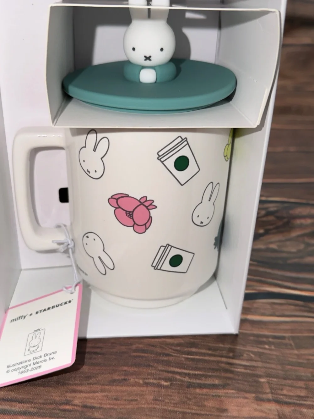 New Starbucks x Miffy 14oz Ceramic Coffee Tea Mug with Lid Limited Edition